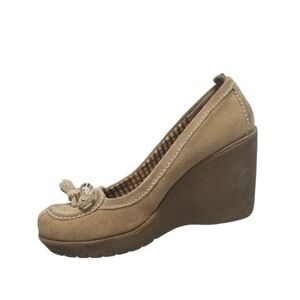 Aldo Chunky Platform Wedge Heel Suede Oxford Shoes Camel EU Size 38.